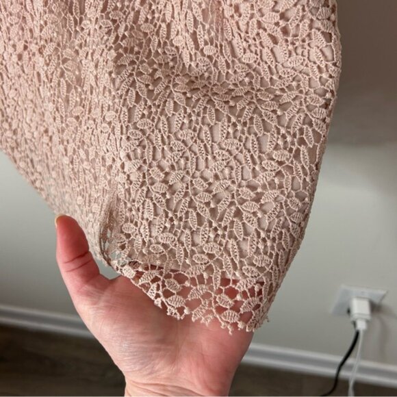 ZARA Women's Mini Dress Lace Crochet Tiered layers Romantic Pink nude Size XS - Picture 8 of 16